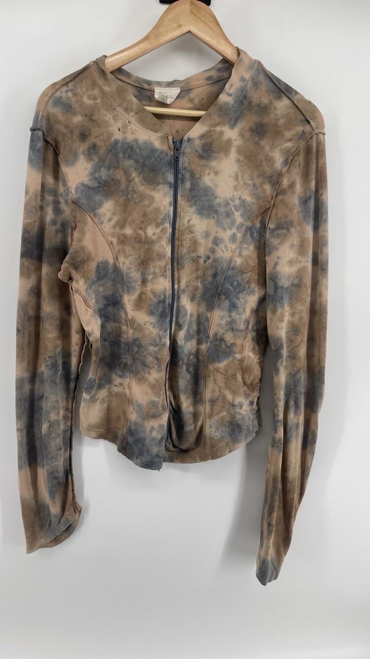 Vintage Dirty Blonde Tie-Dye Full-Zip Long Sleeve Mesh